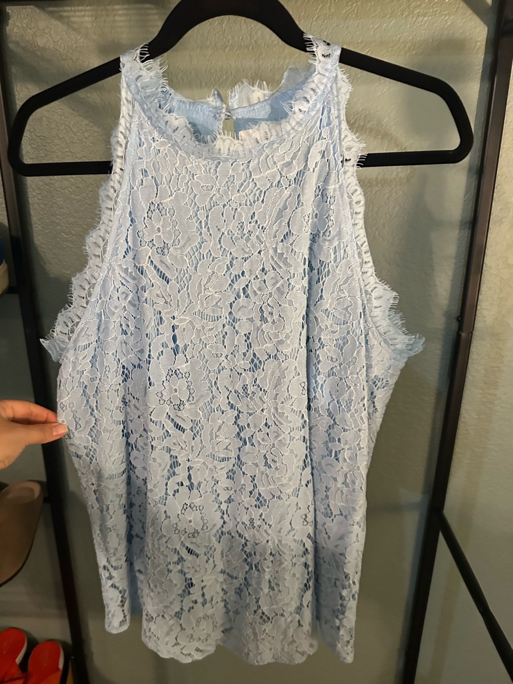 Alife Pale Blue Lace Sleeveless Top
